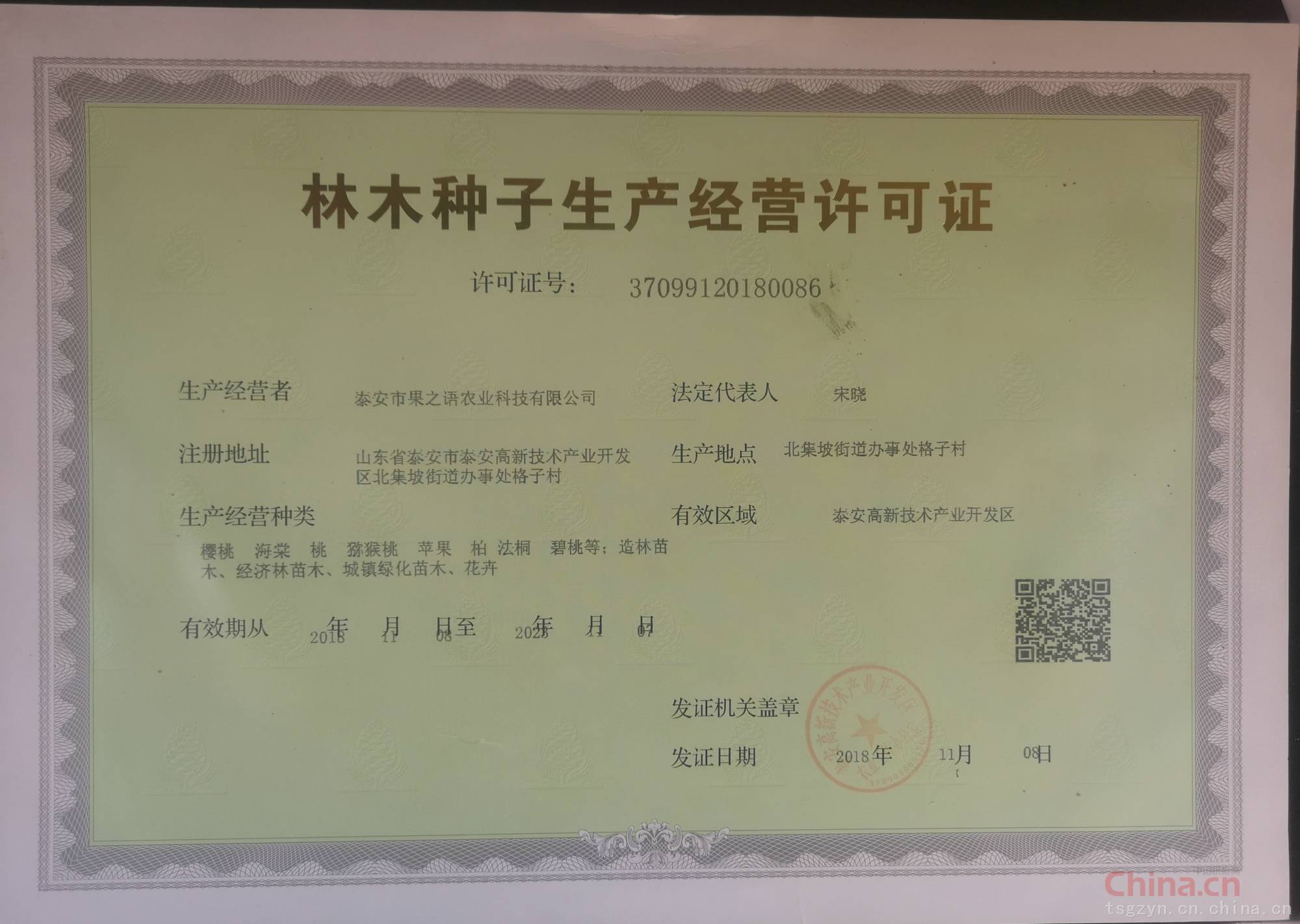 林木種子生產(chǎn)經(jīng)營許可證